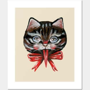 Cute black cat Krampus face Posters and Art